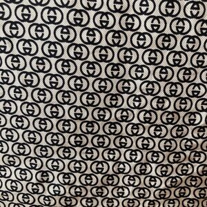 Vintage Gucci silk scarf 34x34 black interlocking G's classic logo on white